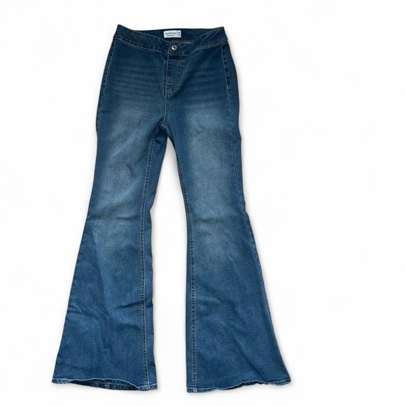 Denim - Vanilla Star Y2K Flare Jeans Juniors Size 3 Dark Blue Denim Bell Bottom